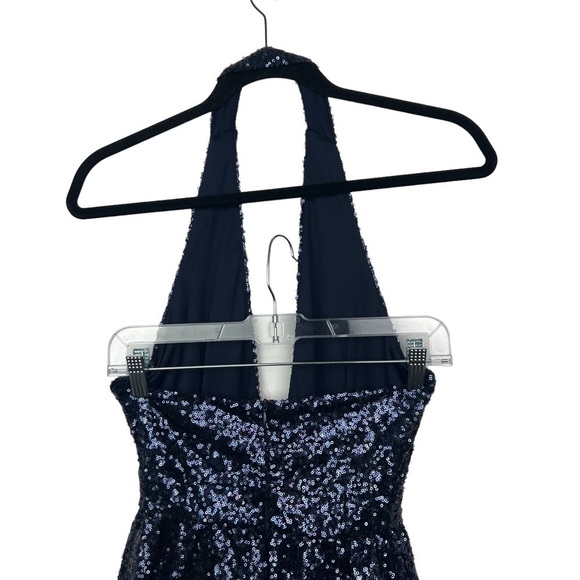 Missguided Blue Sequin Halter Mini Dress US 4 - Picture 6 of 12